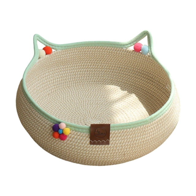 Cesta tejida para cama de gato, cómoda cama para dormir para mascotas, protector de muebles y rascador para gatos pequeños, medianos y grandes. M
