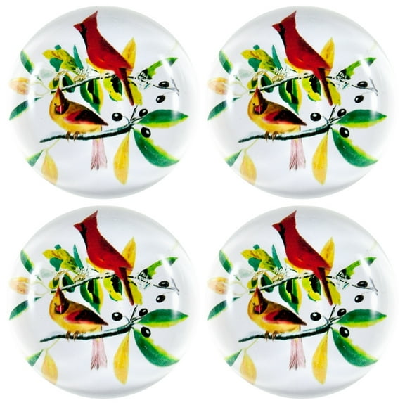 Cardinals In a Tree Set of Four Crystal Magnets