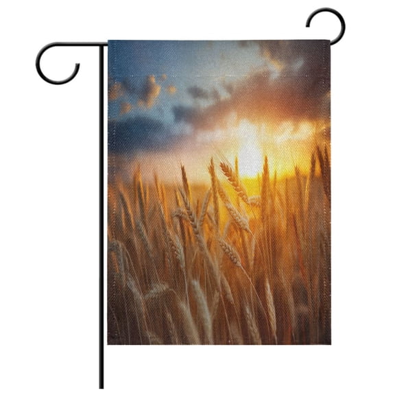Ryvnso Sunset Wheat Field Garden Flag 12x18 Inch Double Sided Seasonal Yard Decoration