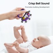 Bc Babycare Baby Rattle Bell, Handle Metal Bells, Jingle Stick Shaker Rattle, 5 Jingle Bells Kids Children Musical Toys, Wrist Shaking, Purple