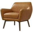 thumbnail image 1 of Fauteuil d'Appoint en Cuir Style Meuble Camille à Grand Dessus, Couleur Cognac Beige, 1 of 6