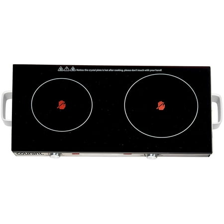 

BULYAXIA Electric Double Infrared Burner Ceramic Glass Hot Plates Cooktop 1700W - Stainless Steel