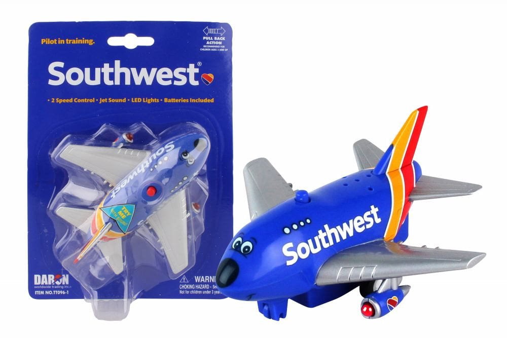 Daron Southwest Airlines Travel Plush Toy Airplane Take Off Sound New w Tags 8” 