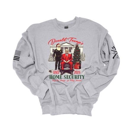 Patriot Pride Men's Funny Trump Home Security Since 2024 Crewneck Sweatshirt-Sports Grey-xxxl