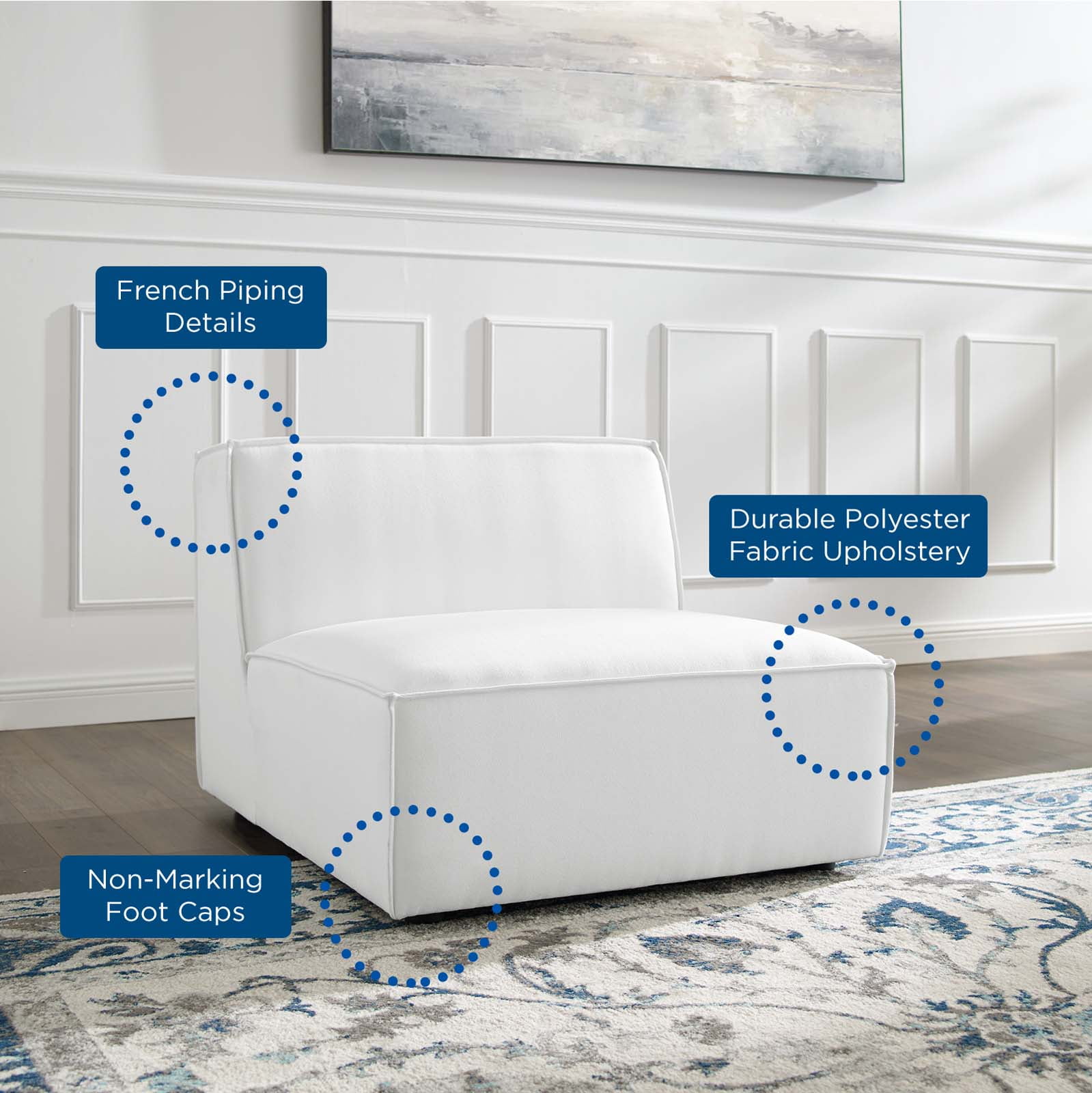 Modway Restore Sectional Sofa Armless Chair in White Walmart