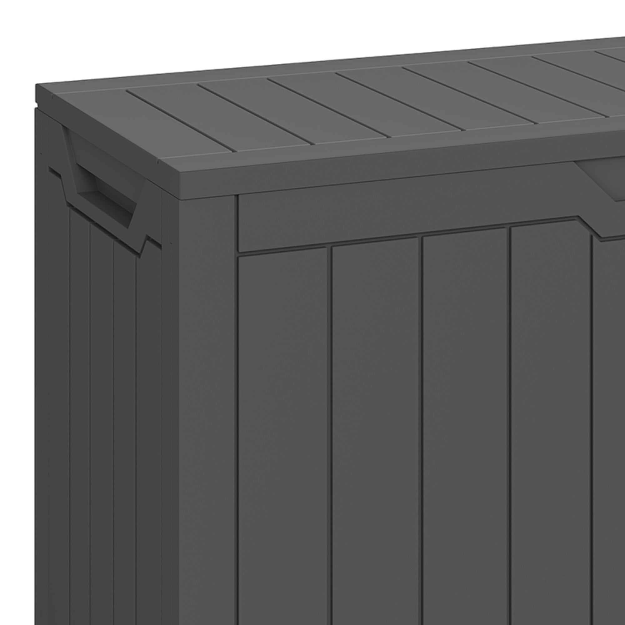 Uforic 80 Gallon Resin Deck Box, Outdoor Storage Box, Lockable Weather Resistant Container for Patio Garden Home Essentials, Dark Gray