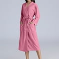 thumbnail image 2 of Women's Kimono Robe Unisex Lightweight Midi Lenght Casual Loungewear with Belt Soft Bathrobe for Spa & Beach, 2 of 8