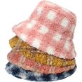 thumbnail image 2 of CoCopeaunts Winter Womens Bucket Hat Classic Retro Plaid Basin Cap Casual Outdoor Hundred Take Lamb Wool Warm Fisherman Hat, 2 of 8