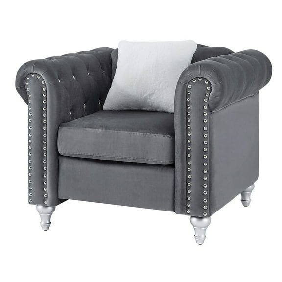 Glory Furniture Raisa Accent Chair in Gray Color