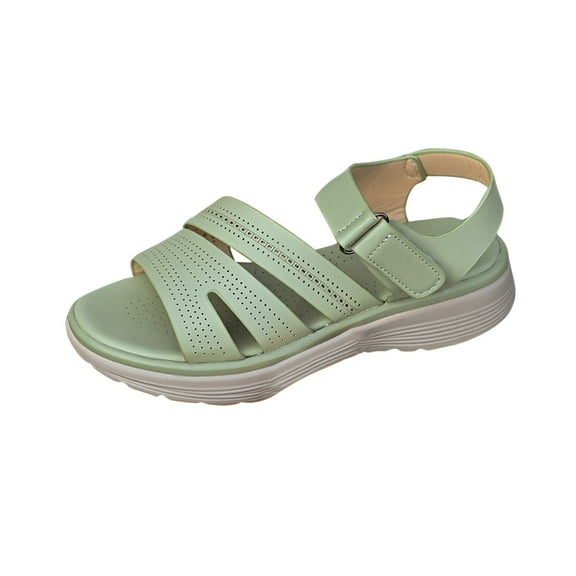 Hopeusnice Sandals for Women Soft Non-Slip Breathable PU Materials Summer Shoes Open Toe Sandals Trendy Thick-Soled Heel Women's Sandals Shoes for Beach Arch Support Shoes Green 39