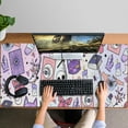 thumbnail image 4 of Long Mouse Pads for Desk,Purple Gothic Cat Crystal Pattern Desk Mats on Top Of Desks, Desk Mouse Pad Extra Large with 3mm Non-Slip Base and Stitched Edge for Gaming,Office,Work,Home 47.3"x23.6", 4 of 6