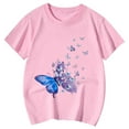 thumbnail image 3 of Hiijoy Big Girls T-Shirt Butterfly Print Short Sleeve Crew Neck T Shirt, Sizes 3-13, 3 of 3