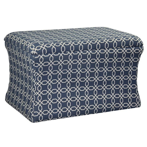 19 25 H Lattice Pouf Blue Storage Ottoman Walmart Com Walmart Com
