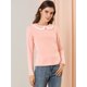 thumbnail image 3 of Blusa de manga larga Allegra K con volante en contraste y cuello Peter Pan para mujer Rosa L, 3 of 6