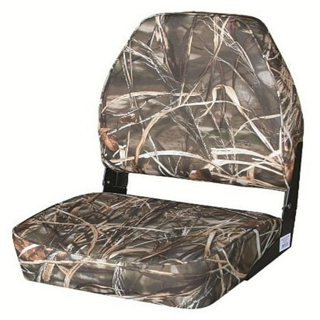 Wise Cordura Camo Fabric Covered High-Back Camo Boat Seat with No-Pinch Hinges, Advantage Max 4