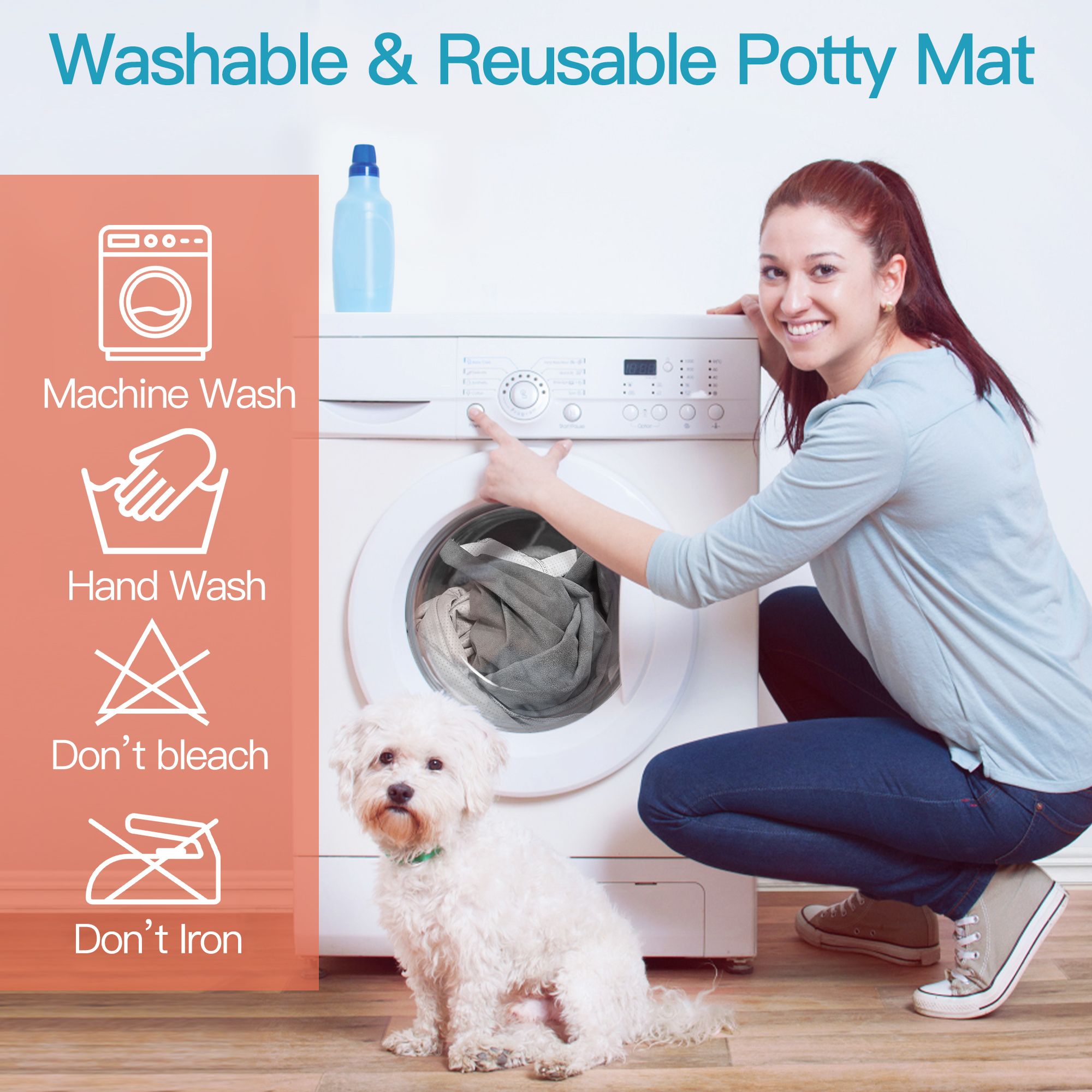 Prime Pets Reusable Extra Large Dog Pee Pad, 54x54 Inch, Non-Slip photo 2