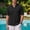 #424-Black, variant on Ceisia Men's Short Sleeve Solid Color Casual Relaxed Fit V-Neck Polo Shirt Fashion Collared Top Gifts for Father Black 2X