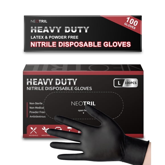 Guantes NEOTRIL XL de nitrilo negro de alta resistencia, 100 piezas