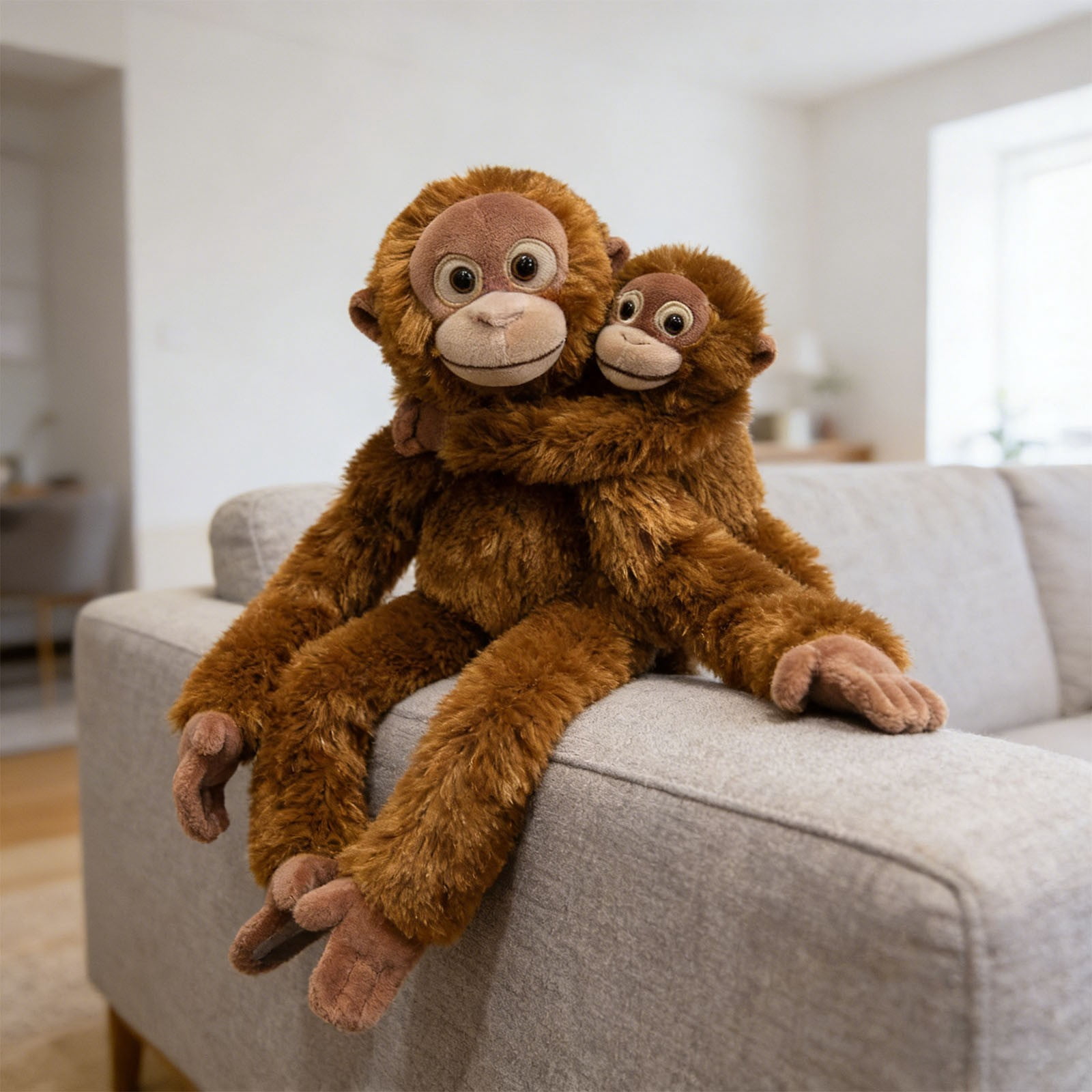 Cuddly Orangutan Stuffed Animal with Baby Monkey 13 inch Soft Plush Toy Set for Kids Boys Girls Huggable Adorable Gift (Style-b)