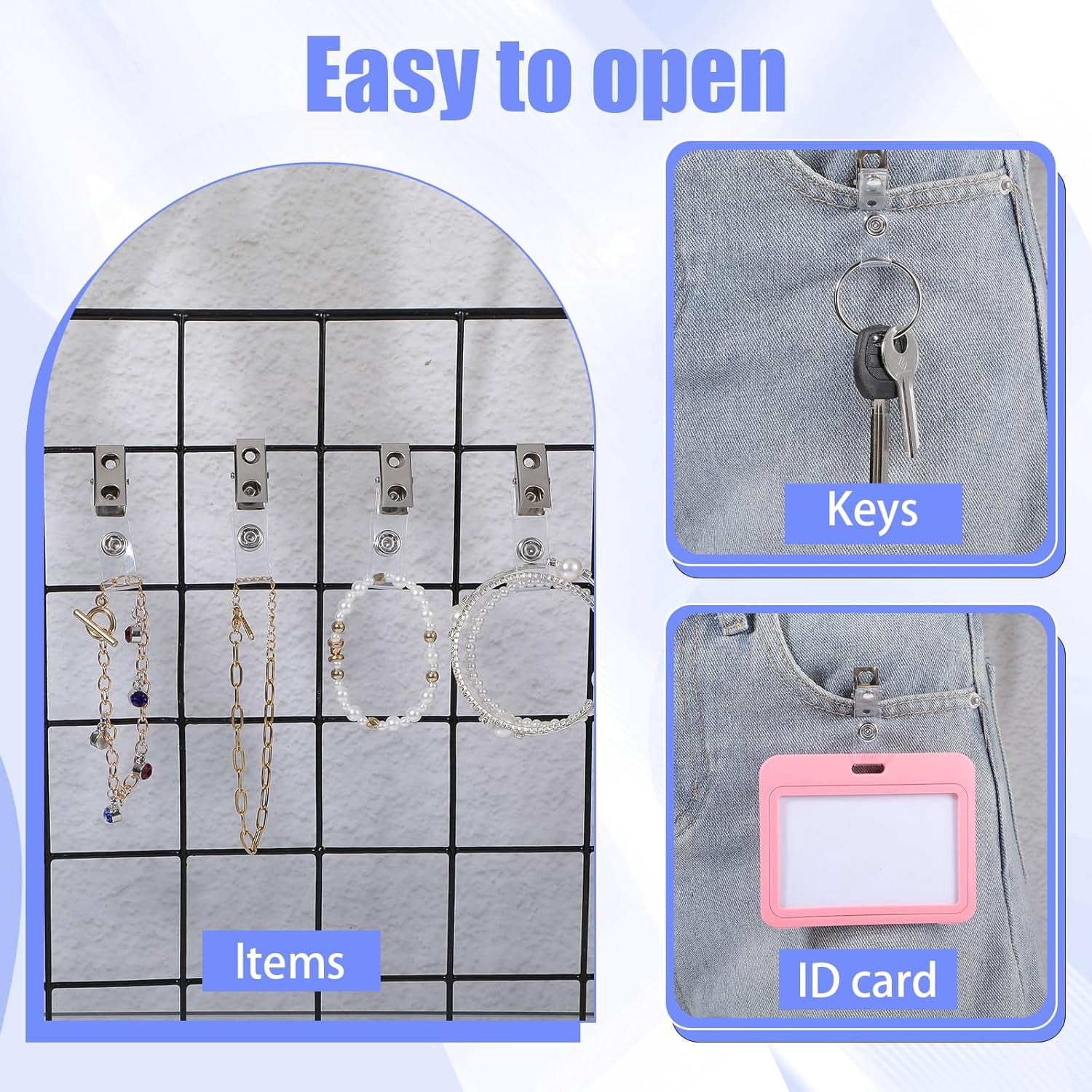 200 Pack Metal Badge Clips with 2.7" ClearPVC Straps – Double Hole ID Card Holders for Name Tags, Security Badges, Lanyards & Office/Event/Conference Staff Supplies