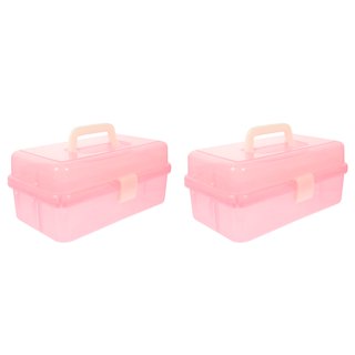 1pc Portable Handle Plastic Tool Box Three Layers Storage Box for Home 