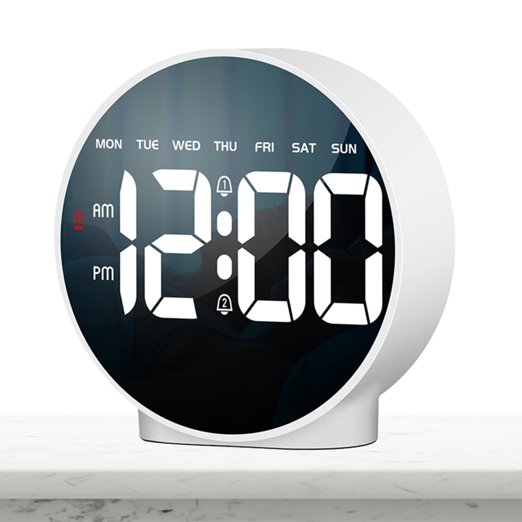 Zeiwohndc Modern LED Digital Bedroom Table Clock 12/24H with Snooze Calendar Functrion