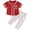Red, variant on mgoYE 2Pcs Toddler Baby Boy Summer Baseball Outfit Set 3-6 Months Short Sleeve Baseball Button T-Shirt Top and Striped Pants Clothes Red