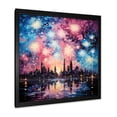 thumbnail image 2 of Designart "Brilliance of Fireworks in the City in Blue and Pink" Fashion Framed Wall Art Decor - Modern Blue Fireworks Entryway Framed Wall Art, 2 of 6