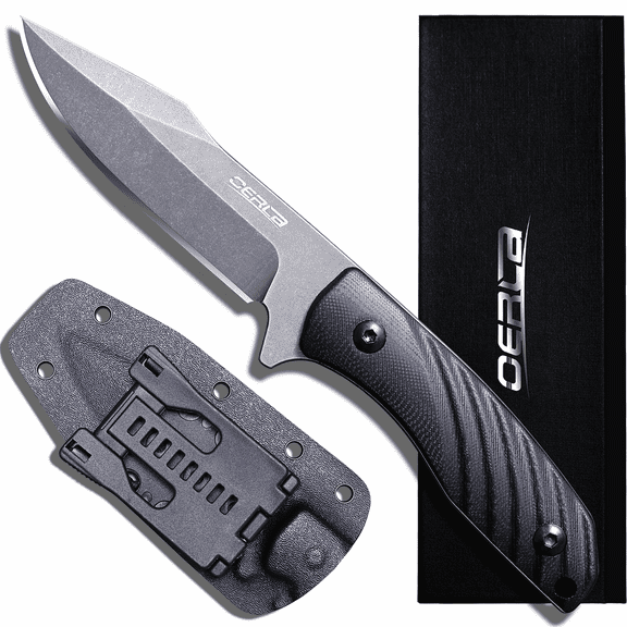 OERLA Olk-043 Fixed Blade Tactical Camping Knife 8.85" with Black G10 Handle and Kydex Sheath