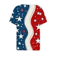 thumbnail image 4 of 4th Of July American Flag T-Shirt For Women USA Independence Day Patriotic Outfits For Women Summer Plus Size Short Sleeve V-Neck Printed Casual Loose Tops Blouse With Button S-3XL, 4 of 5