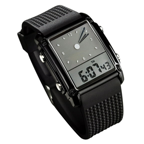 Mightlink Men Electronic Watch LED Oblong Dial Adjustable Strap Waterproof Night Light High Accuracy Legible Decorative Unisex Couple Sports Wristwatch