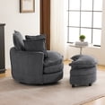 thumbnail image 4 of Ktaxon Swivel Corduroy Round Chair with Ottoman, 360-Degree Rotation Accent Chair, Double Layer Cushion Sofa with Lumbar Pillow, Ideal for Home Office Gray, 4 of 6