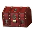thumbnail image 1 of Tnarru Pirate Treasure Chest Keepsakes Box Wooden with Password Lock Handmade Vintage Design Creative Unique Storage Box Jewelry Box Red, 1 of 8