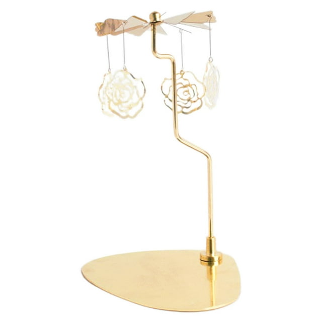 Abbracc Golden Rotating Candlestick Rotating Votive Candlestick Storage Tray Plate, Home Rose