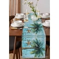 thumbnail image 4 of Coastal Blue Green Table Runner 72 Inches, Ocean Beach Tropical Plant Starfish Bed Runner Dresser Scarves Tabletop for Indoor Outdoor Parties/Ceremony/Banquet, 13" x 72", 4 of 8