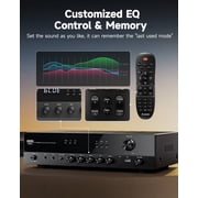 Donner Stereo Receivers, 5 Channel Audio Amplifier with Bluetooth 5.3, USB, FM, 2 Mic-in, Echo, RCA