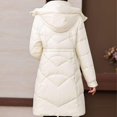 thumbnail image 4 of Women's Long Winter Coat, Thermal Lined Quilted Jacket, Windproof Parka with Hood, Warm Puffer Coat, Mid-Length Winter Jacket, Cold Weather Outerwear, Elegant Winter Parka White, 4 of 7