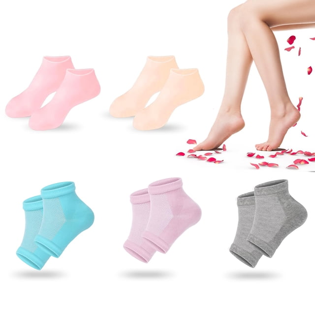 Calcetines hidratantes TEAWOO, 5 pares (2 calcetines de silicona y 3 calcetines de tacón)