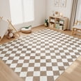 thumbnail image 3 of Washable Checke Rug x Low Pile Area Rug for Living Room Bedroom Nursery Modern Neutral Farmhouse Checkerboard Carpet Pet Kid Friendly, 3 of 9