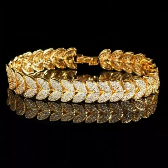 "Women's Tennis Bracelet 6Ct Round Cut Lab Created Diamond 7"" Size 925 Silver 14K Yellow Gold Plated"