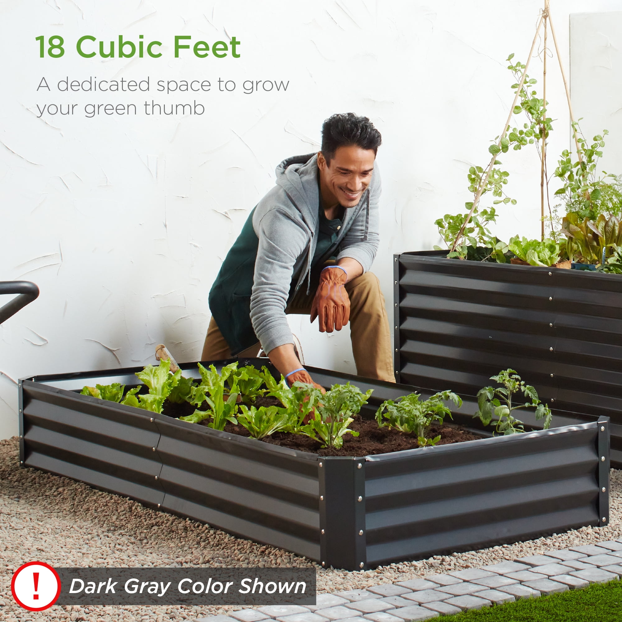 Best Choice Products 6x3x1ft Outdoor Metal Raised Garden Bed for Vegetables, Flowers, Herbs, Plants - Wood Grain