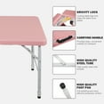thumbnail image 7 of 4 FT Portable Folding Table, Indoor Outdoor Portable Heavy Duty Camping Table Wedding Event Utility Game Desk w/Handle and Steel Legs, No Need Assembly, Camping Table for Picnic Dining Party, Pink, 7 of 7