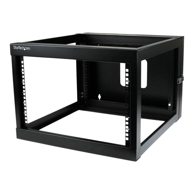StarTech.com 6U Hinged Open Frame Wall Mount Network Rack - 4-Post 22 Pouces Depth Swing Out Computer Equipment Rack - 110lbs capacity (RK619WALLOH) - Rack - Montable au Mur - Noir - 6U - 22 Pouces