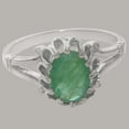 thumbnail image 5 of LBG British Made 9k White Gold Natural Emerald Womens Promise Ring - 33 size options - Size 4.75, 5 of 6