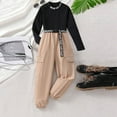 thumbnail image 2 of XEGLSBU Back to School Outfits for Girls 4Th Grade Girls Outfits Set Kids Fall Outfit Long Sleeve Hoodie and Pants Two Piece Set with Digital Print for Toddlers and Children c-Khaki Size 8-9 Years, 2 of 8