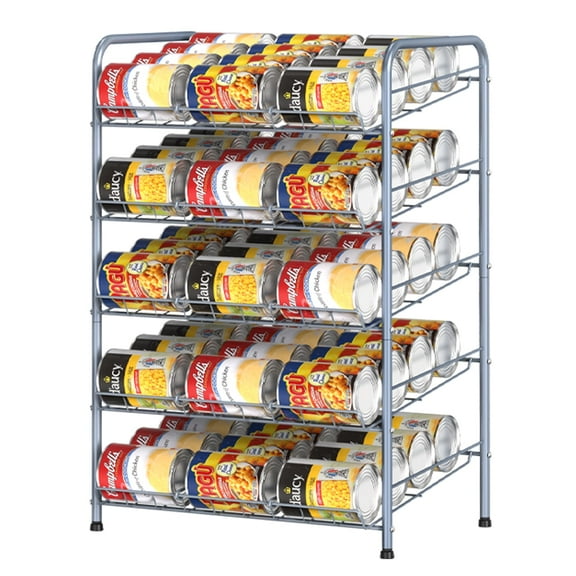 5-Tier Heavy-Duty Can Rack Organizer – 60-Can Pantry Storage with 15° Tilt Design, Adjustable Dividers (16.9” W x 12.5” D x 25.6” H)