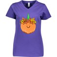 thumbnail image 3 of Inktastic Pumpkin Unicorn for Halloween and Thanksgiving Women's V-Neck T-Shirt, 3 of 5