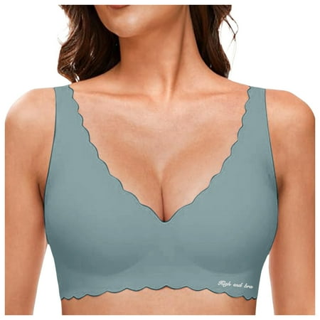 Fsqjgq Sports Bras for Women Underwear Nursing Bras for Breastfeeding Running Bandeau Plus Size Bra Deep V Petal Bras for Women No Underwire Soft Wireless Bralettes Comfort Seamless Bras Seamless Spo
