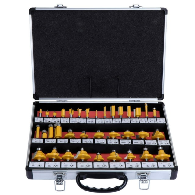 Juego de 35 brocas para fresadora de carpintería con punta de carburo de tungsteno de 6,35 mm y 1/4'' para recortadoras eléctricas