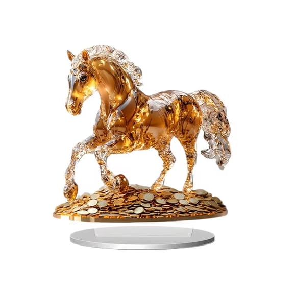 HuiXinOu 2026 Year of the Horse 2D Acrylic Ornament, Tabletop Decoration Car Rearview Mirror Hanging Pendant, Chinese Zodiac New Year Gift, Home Office Desk Decor